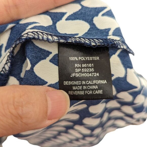 BeBop Blue White Pattern Sleeveless V-Neck Summer Dress Fit Flare Size Small S - Picture 6 of 6